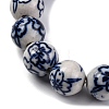 Handmade Blue and White Porcelain Beads Strands PORC-I027-01D-3