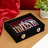 Rectangle Clear Window Jewelry Velvet Presentation Box Organizer with MDF Wood and Iron Locks VBOX-WH0010-01-6