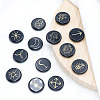 13Pcs Flat Round Carved Natural Obsidian Rune Stones PW-WG5B00E-03-1