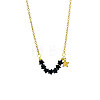 Bohemian Natural Obsidian Star Beads Pendant 304 Stainless Steel Chain Necklaces for Women WG45F40-04-1