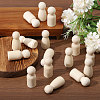 BENECREAT 20Pcs 2 Styles Unfiished Wood Peg Dolls DJEW-BC0001-30-3