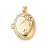 Brass Micro Pave Clear Cubic Zirconia Locket Pendants KK-P329-03G-1