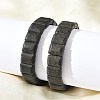 Rectangle Frosted Natural Lava Rock Bead Stretch Bracelets for Women Men BJEW-C097-03B-3