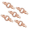 CHGCRAFT 5 Sets Brass Micro Pave Clear Cubic Zirconia Fold Over Clasps KK-CA0002-67RG-1