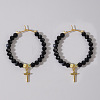 Vintage Beach Style Cross Earrings with Black Crystal LQ8285-1