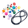 75Pcs 3 Styles Spray Painted Round Natural Schima Wood Beads WOOD-TAD0001-01-2