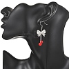 Bowknot ABS Plastic Imitation Pearl Dangle Earrings EJEW-JE06767-4