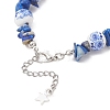 Handmade Flower Printed Porcelain Ceramic & Dyed Natural Lapis Lazuli Beaded Bracelets for Women BJEW-JB12967-4