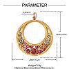304 Stainless Steel with Rhinestone Pendants RB-OY001-42G-02-2