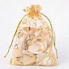 100Pcs Gold Stamping Heart Organza Gift Bags OP-PH0001-37C-1