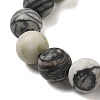 12.5mm Round Natural Black Netstone Braided Bead Bracelets for Women Men BJEW-C060-01R-2