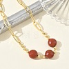 Natural Red Jasper Faceted Flat Round Beaded Brass Paperclip Chain Bracelets GG-CBA37F5-02G-11-3