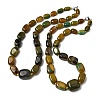 Dyed Natural Agate Cuboid Graduated Beaded Necklaces with Alloy Clasps NJEW-C113-01I-4