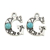 Synthetic Turquoise & Alloy Pendants PALLOY-H146-01AS-G-1