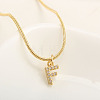 Brass Micro Pave Clear Cubic Zirconia Pendant Initial Necklaces FS-WGC46E8-06-1