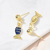 Fish Brass Micro Pave Cubic Zirconia Dangle Stud Earrings for Women EJEW-A167-06G-3