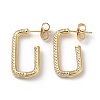 Rectangle Brass Cubic Zirconia Stud Earrings EJEW-K247-15G-1