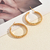 Ring with Wheat Stainless Steel Hoop Earrings KR5657-5