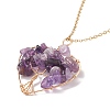 Natural Gemstone Chips Heart with Tree of Life Pendant Necklace NJEW-JN03906-5