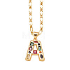 Brass Pave Colorful Cubic Zirconia Initial Pendant Necklaces FS-WG26597-01-1