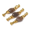 Rack Plating Brass and Grey Agate Flod Over Clasps KK-B103-13G-1