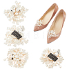 4Pcs 2 Styles Flower Alloy with Plastic Imitation Pearl Shoe Decorations FIND-CP0001-64-1