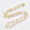 Brass Textured Paperclip Chain Necklace Making MAK-S072-01A-G-2