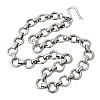 13MM 304 Stainless Steel Textured Round Ring Link Chain Necklaces NJEW-P349-01B-P-4