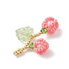 Glass Seed Beaded Berries & Leaf Pendants PALLOY-MZ01114-02-4