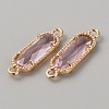 Golden Plated Brass Pave Glass Connector Charms FIND-WH0110-728G-06-2
