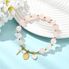Natural Rose Quartz Round Beads Stretch Bracelets BJEW-JB14147-01-1