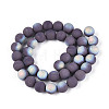 Frosted Opaque Glass Beads Strands GLAA-T032-P10mm-MBB15-2
