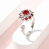 Flower Rotatable Open Cuff Rings for Women RJEW-G333-01E-1