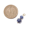 3Pcs 3 Styles Dyed Natural Quartz & Blue Spot Jasper & Lapis Lazuli Round Beaded Pendants PALLOY-JF04701-01-2
