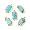 Dyed Natural Howlite Faceted Rectangle Connector Charms G-H323-04G-02-1