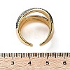Rack Plating Brass Multi Line Open Cuff Ring RJEW-C065-01G-5