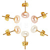 6Pcs 3 Colors Natural Cultured Freshwater Pearl Stud Earrings EJEW-TAC00025-3