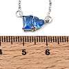 Brass Pave Cubic Zirconia Rectangle and Heart Pendant Cable Chain Necklaces KK-CBAB173-04P-08-5