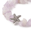 Natural Mixed Gemstone Chips & Alloy Starfish Beaded Stretch Bracelet for Women BJEW-JB09233-5