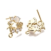 Brass with Cubic Zirconia Stud Earrings Finding KK-Q048-20G-2