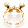 Brass Letter Open Cuff Rings for Women RJEW-G313-01W-G-2