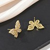 Brass & Clear Cubic Zirconia Stud Earrings KK-CBA36A2-11G-3