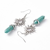 Synthetic Turquoise Bullet with Sun Dangle Earrings EJEW-I276-01P-09-4