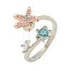 Turtle & Starfish Enamel Rotatable Cuff Rings for Women RJEW-M016-08P-2