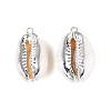 Electroplated Natural Cowrie Shell Pendants X-SSHEL-T017-36-3
