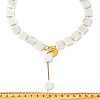 Adjustable White Shell Pearl Square Bead Lariat Necklaces with 304 Stainless Steel OT Clasps NJEW-JN06029-4