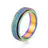 201 Stainless Steel Sand Blast Rotating Finger Ring RJEW-N043-06M-1
