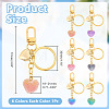 6Pcs 6 Colors Transparent Resin with 304 Stainless Steel Heart Pendant Keychain KEYC-AR00010-2