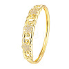 Brass Micro Pave Clear Cubic Zirconia Flower Open Hinged Cuff Bangles for Women WG289CD-01-4