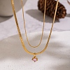 304 Stainless Steel Pave Cubic Zirconia Flat Round Pendant Double Layer Necklaces for Women VV1758-1-1